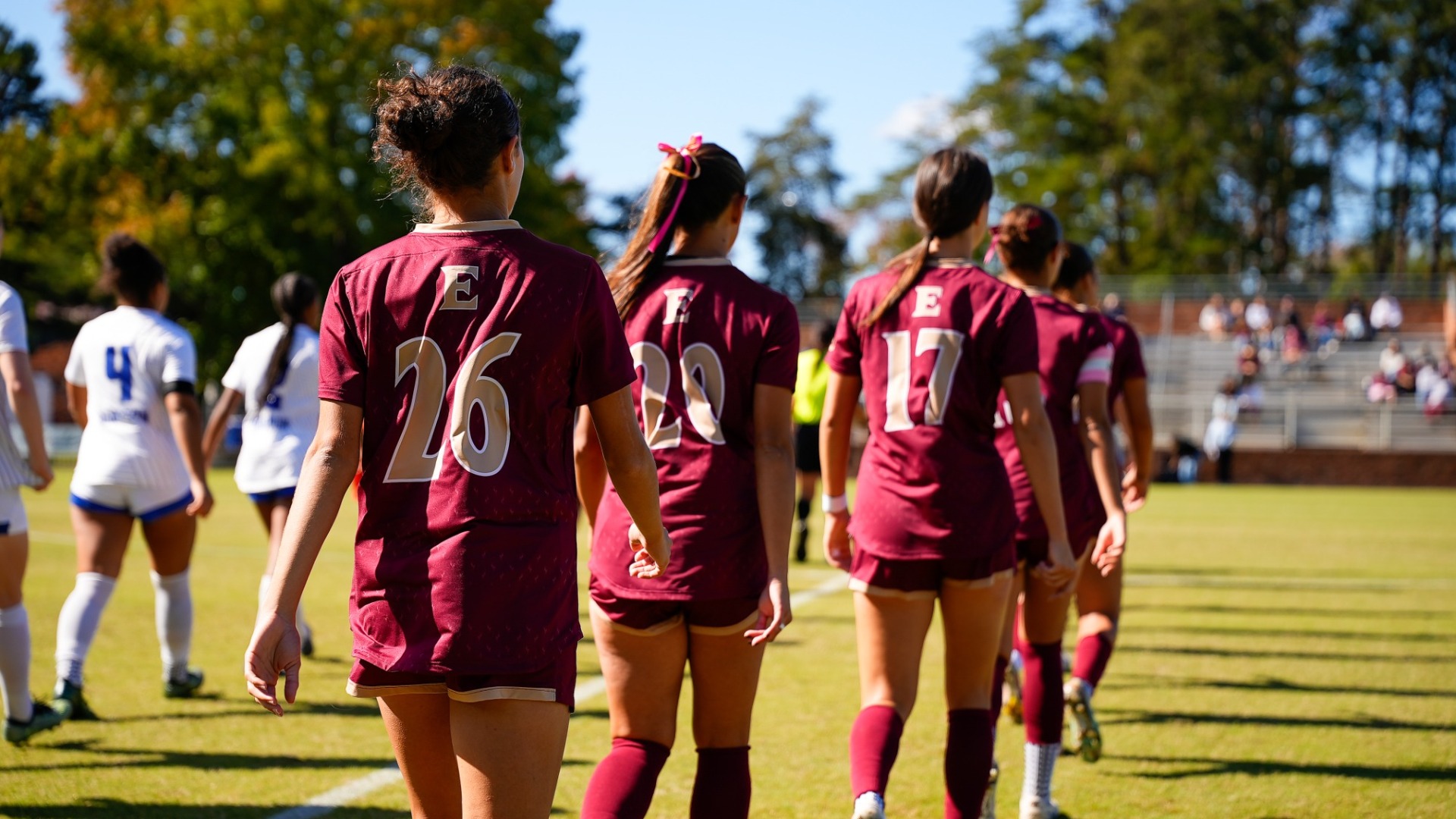 WSOC walk out for lineups vs. Hampton