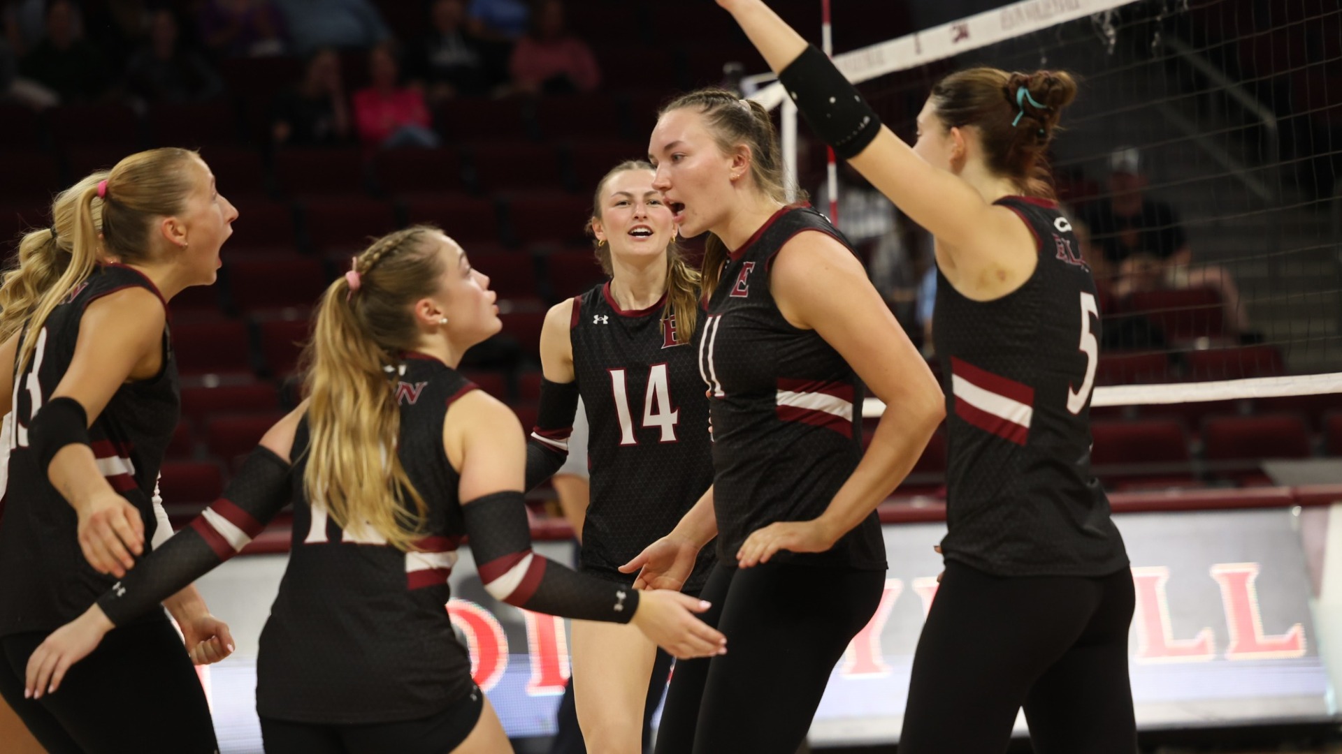 Caroline Berlekamp celebrates versus Campbell on Oct. 31