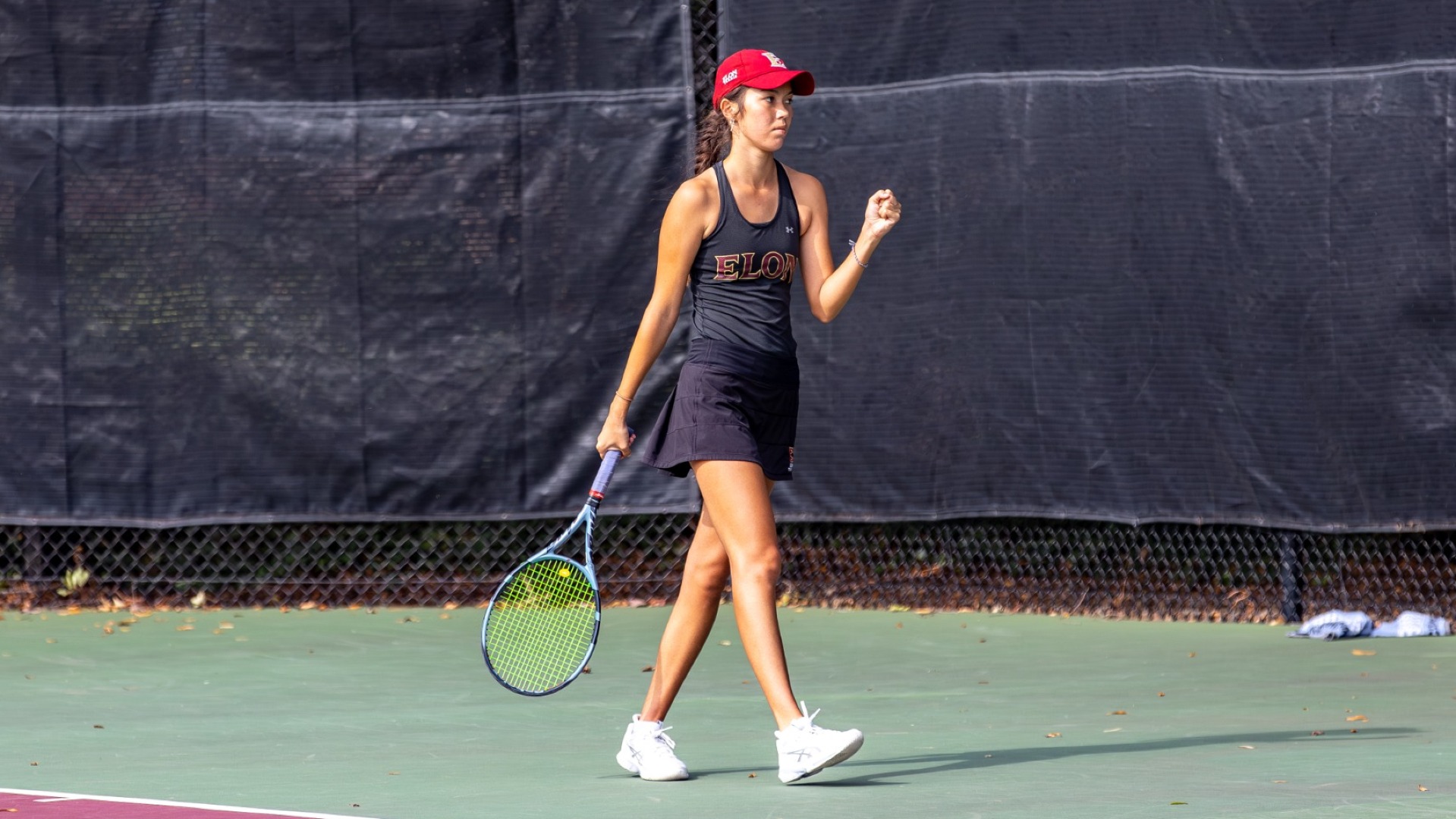Alexis Nyborg fist pump at Elon Fall Invitational