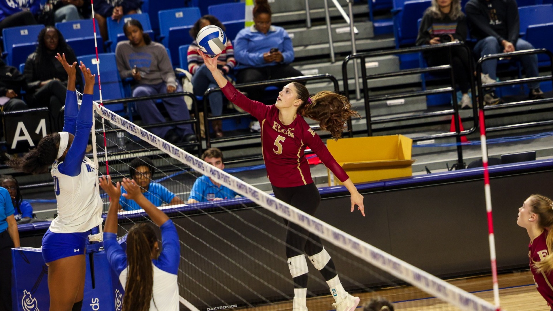 Allie Schultz going for a kill at Hampton