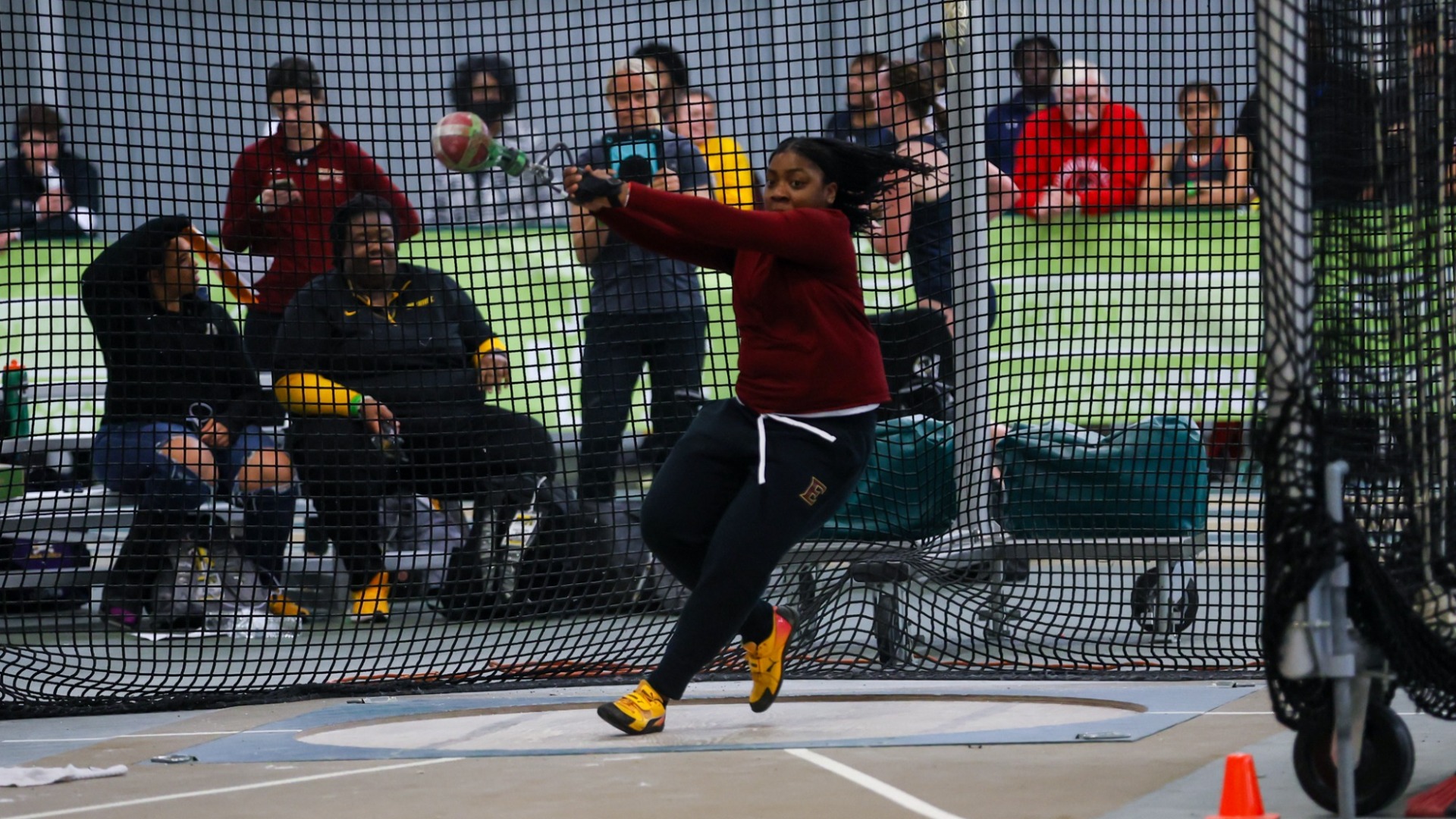Adriana Clarke in the weight throw