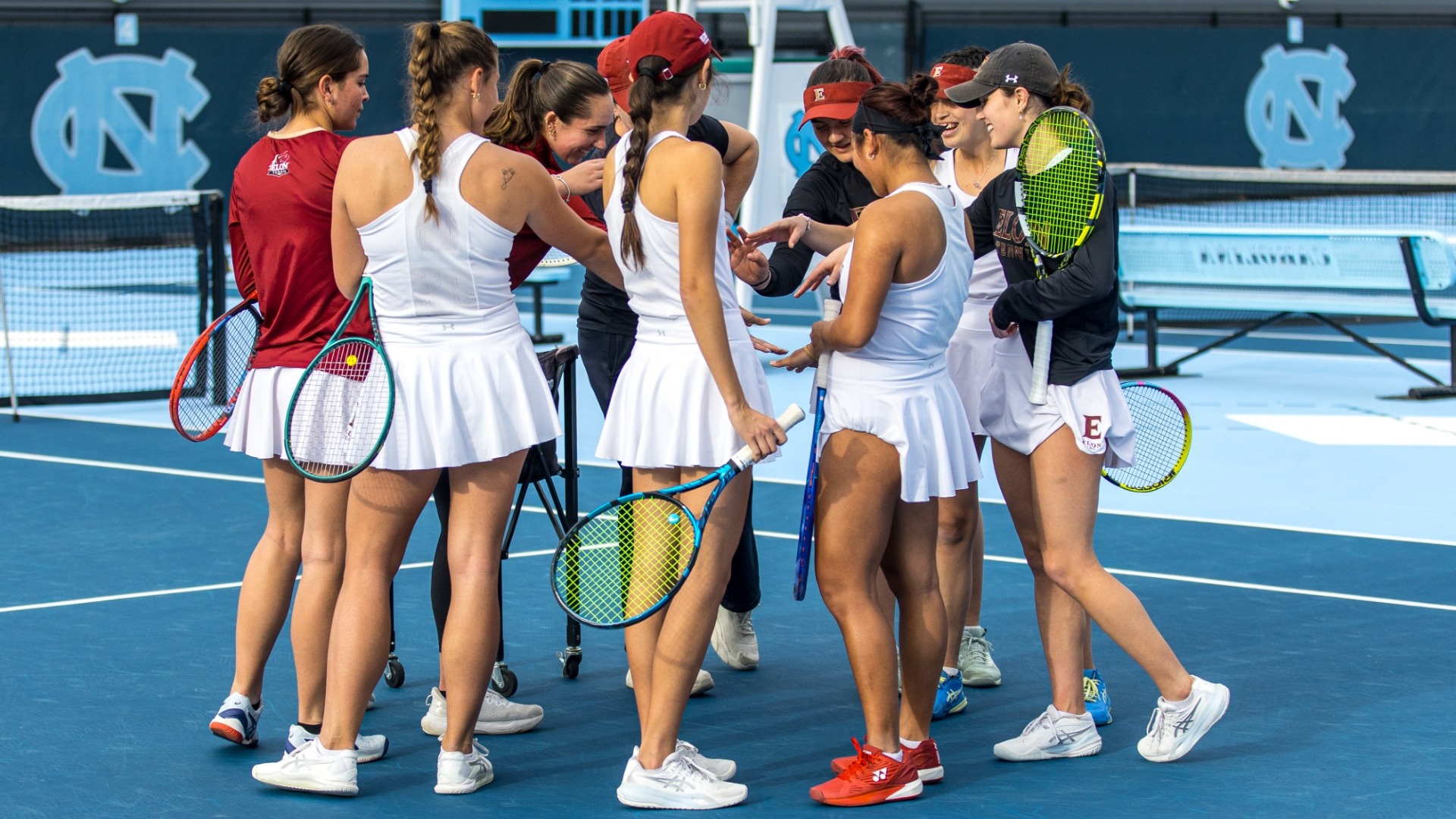 Women's Tennis huddle vs. North Carolina