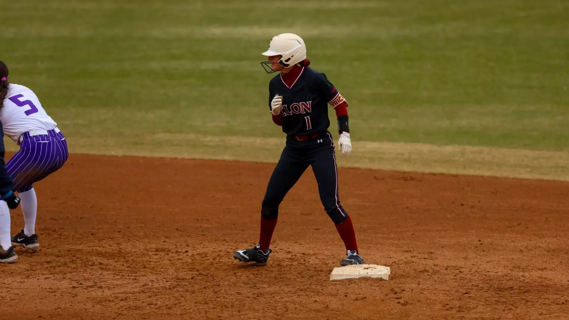 Lani Wyrick at second base versus JMU on Feb. 8