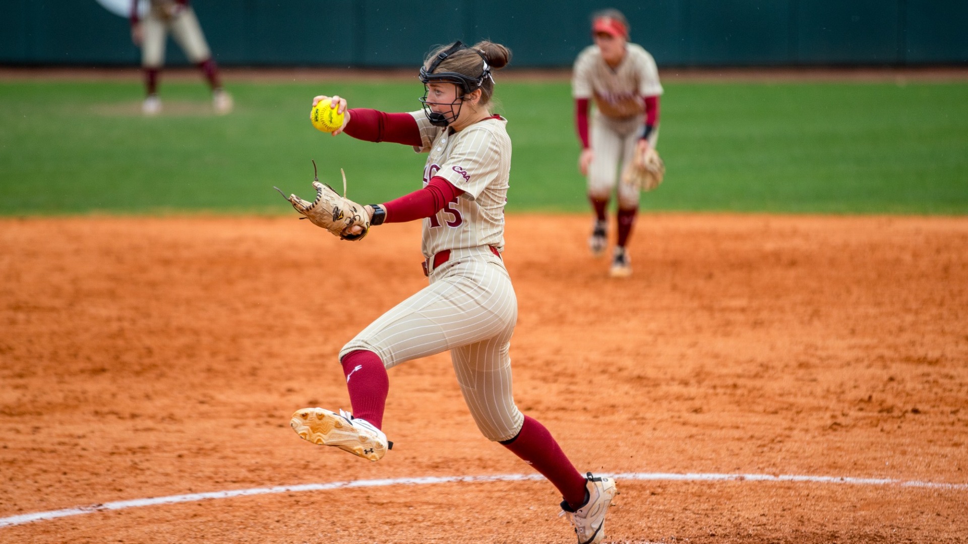 Anna Dew pitching versus N.C. A&T on March 8