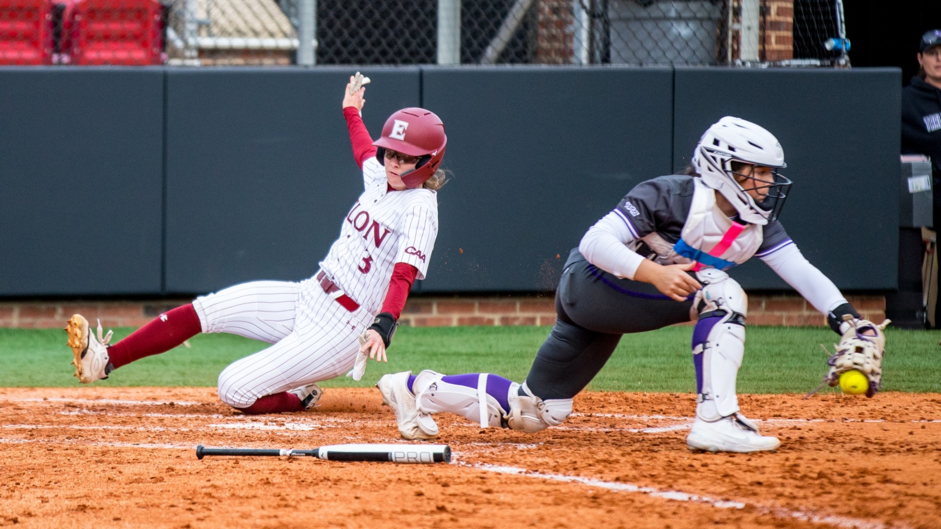Payton Swart sliding home versus Tarleton State on March 13