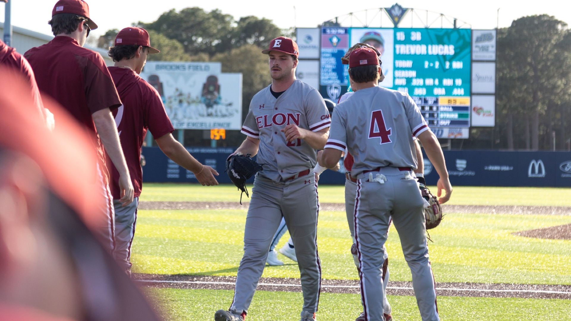 Cole Miller coming off the mound against UNCW