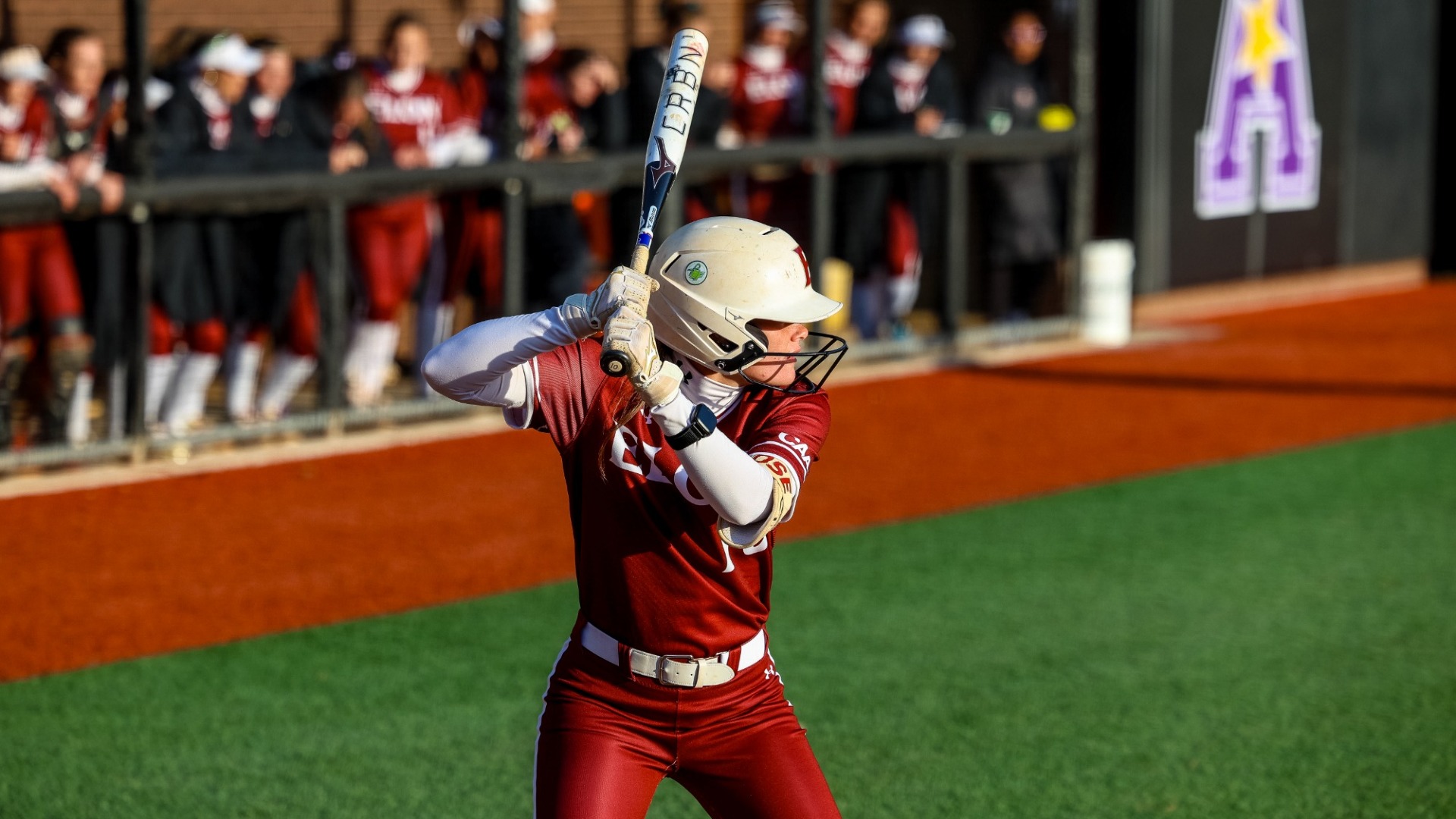 Mary Moss at the plate at ECU on March 17