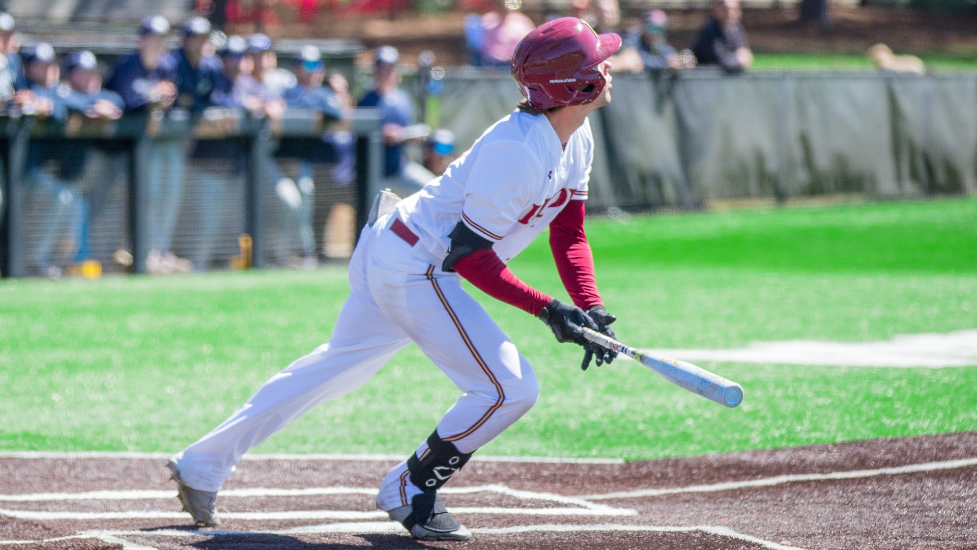 Jared Hall collects one of his three hits against Monmouth