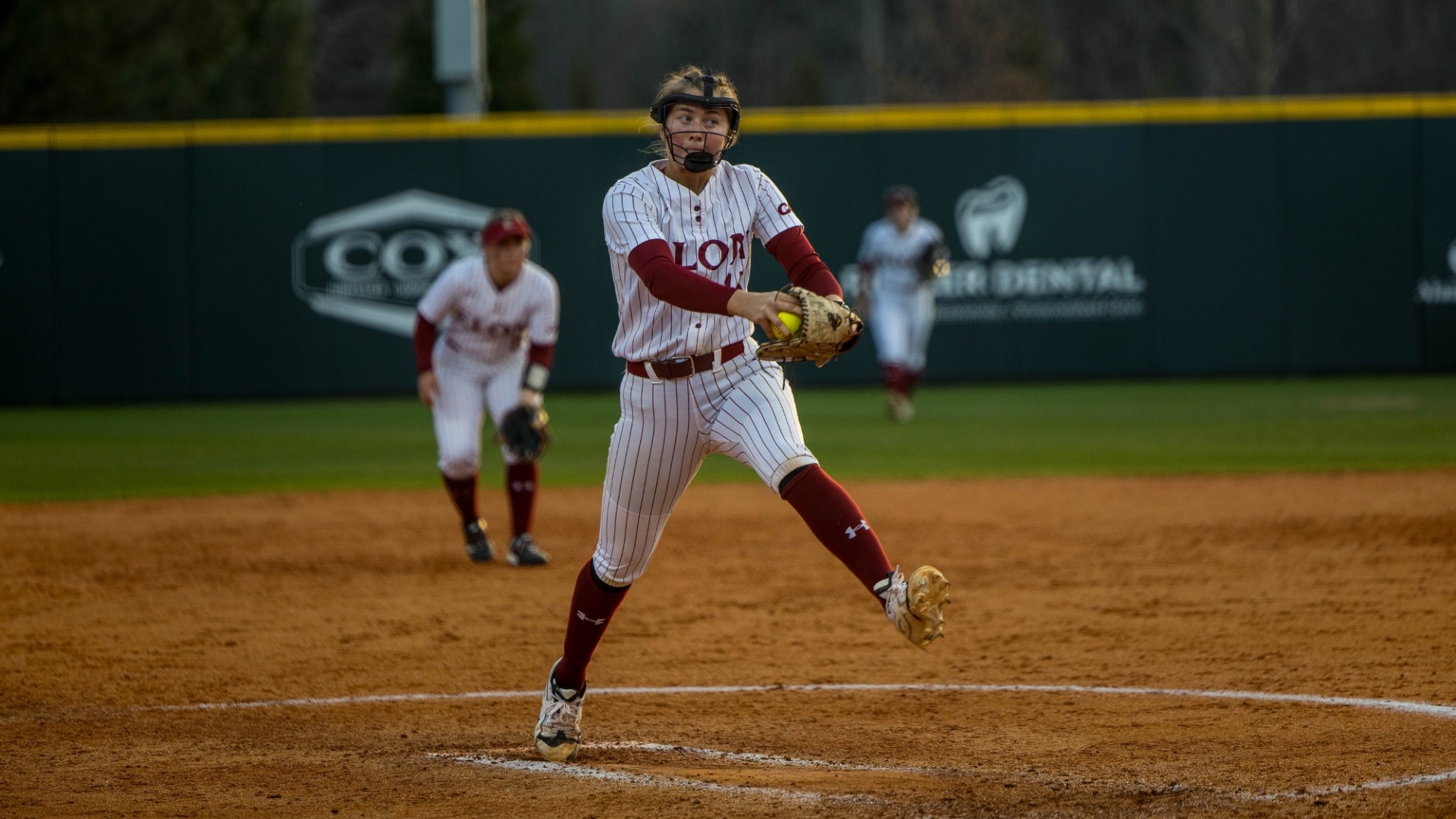 Anna Dew pitching versus North Carolina A&T on March 6