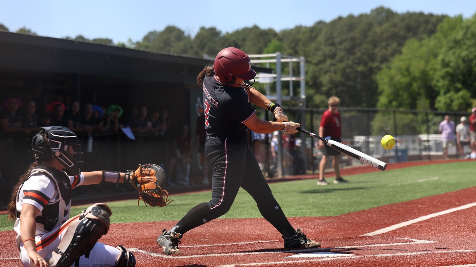 Teagan Baulsir hitting the ball at Campbell on April 18