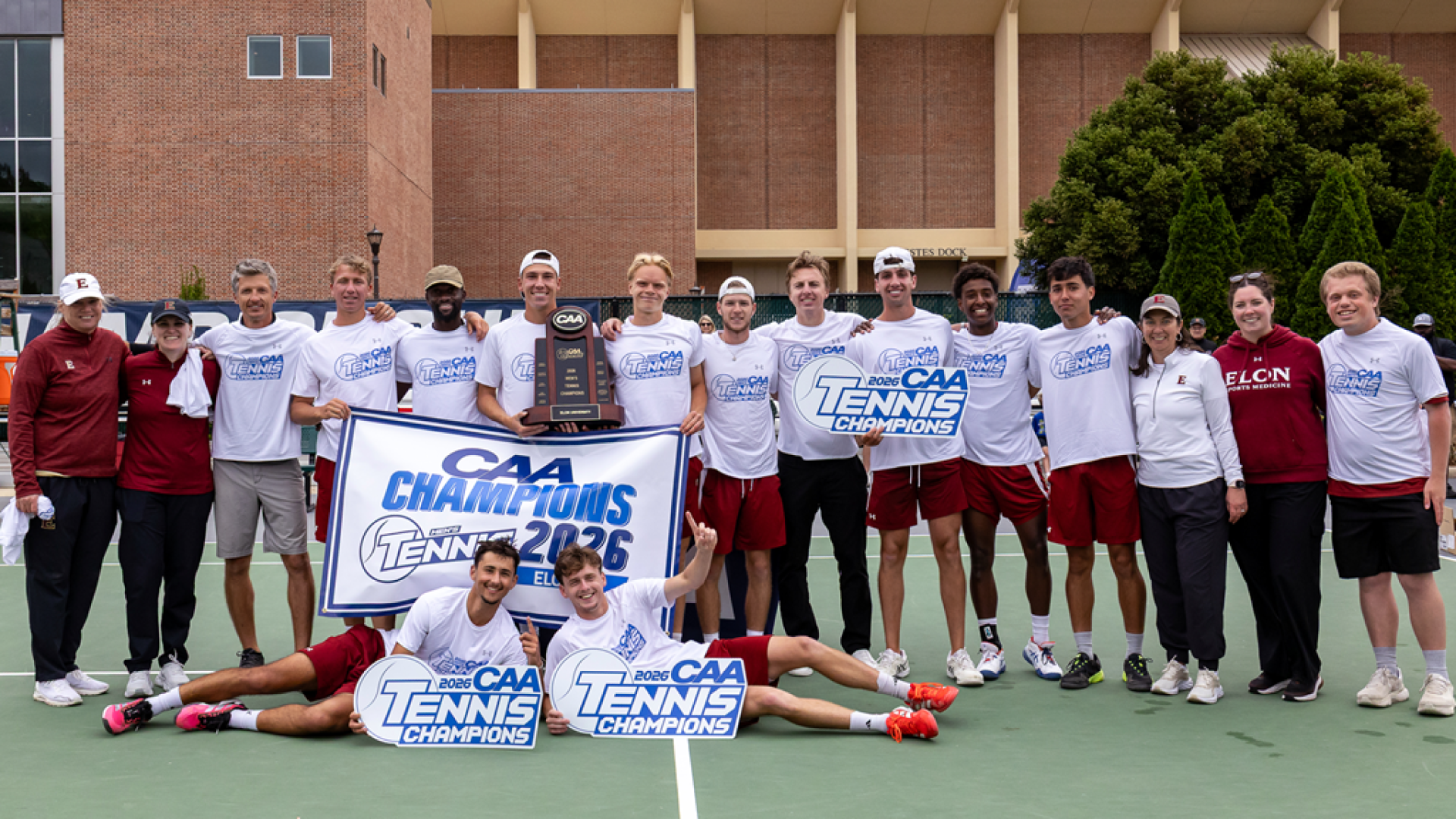 Elon men's tennis championship photo full group