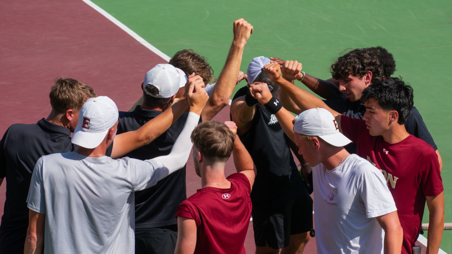 Men's Tennis pre-match huddle vs. Campbell