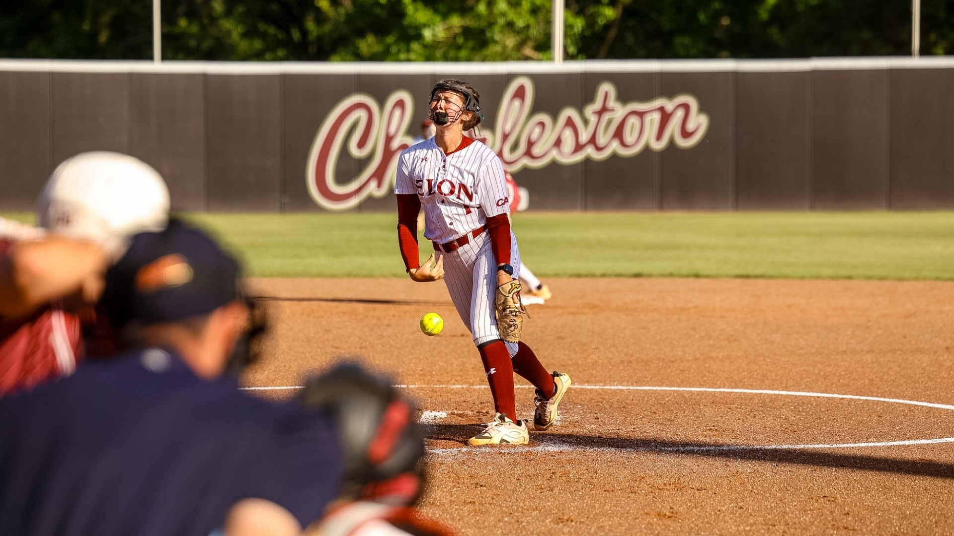 Anna Dew pitches at College of Charleston on April 3