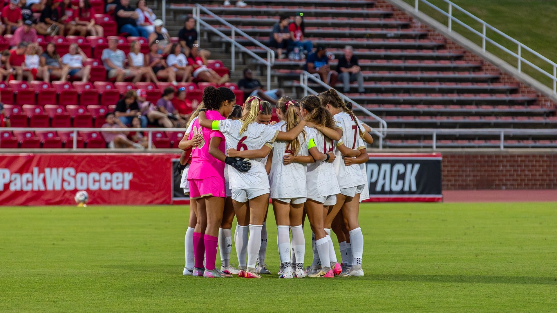 Women's Soccer Huddle at NC State