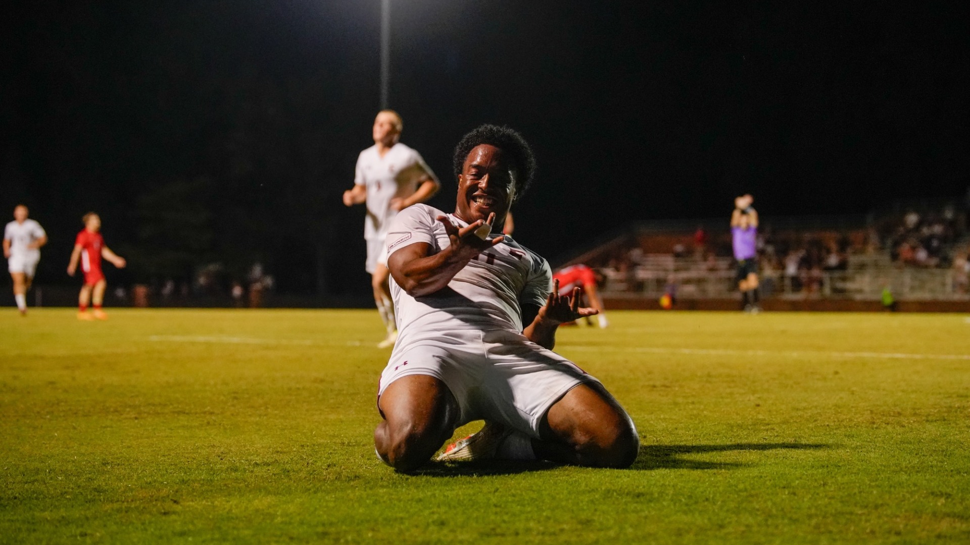 Alex Wharton goal celebration vs. Radford