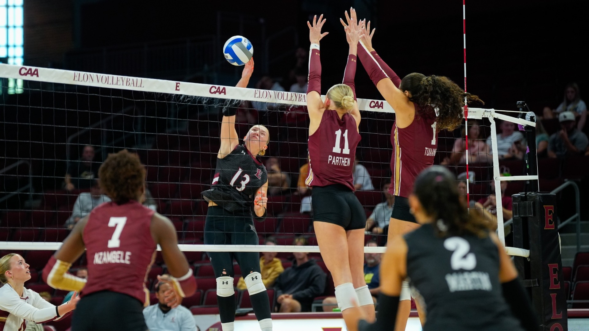 Cameron Lanier with an attack versus College of Charleston on Sept. 20