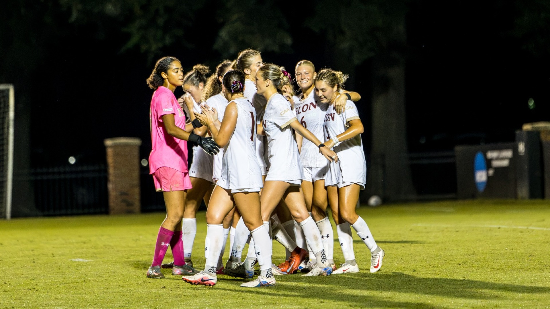 Women's Soccer goal celebration vs. Campbell