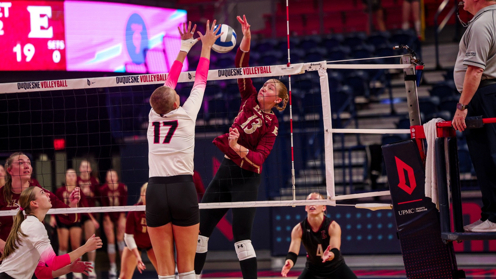 Cameron Lanier with an attack attempt versus Eastern Michigan on Sept. 5