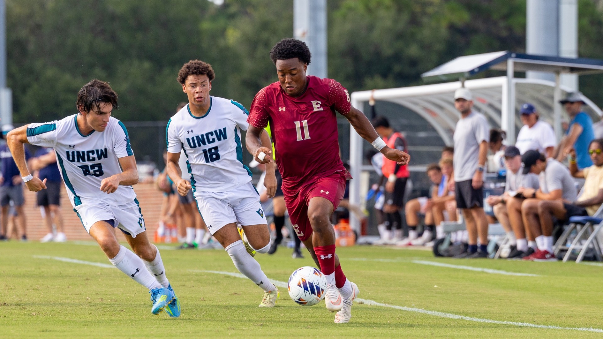 Alex Wharton with ball at UNCW
