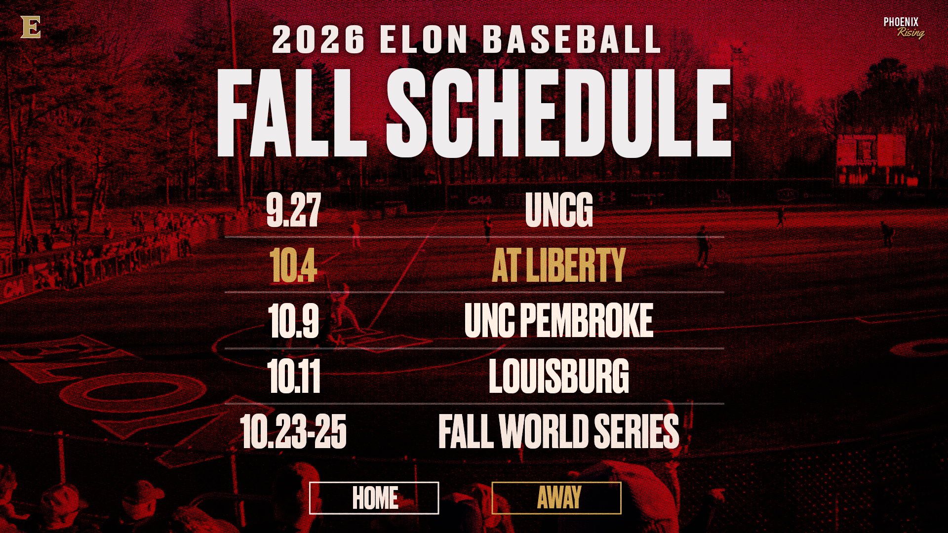 Elon Baseball 2026 Fall Schedule