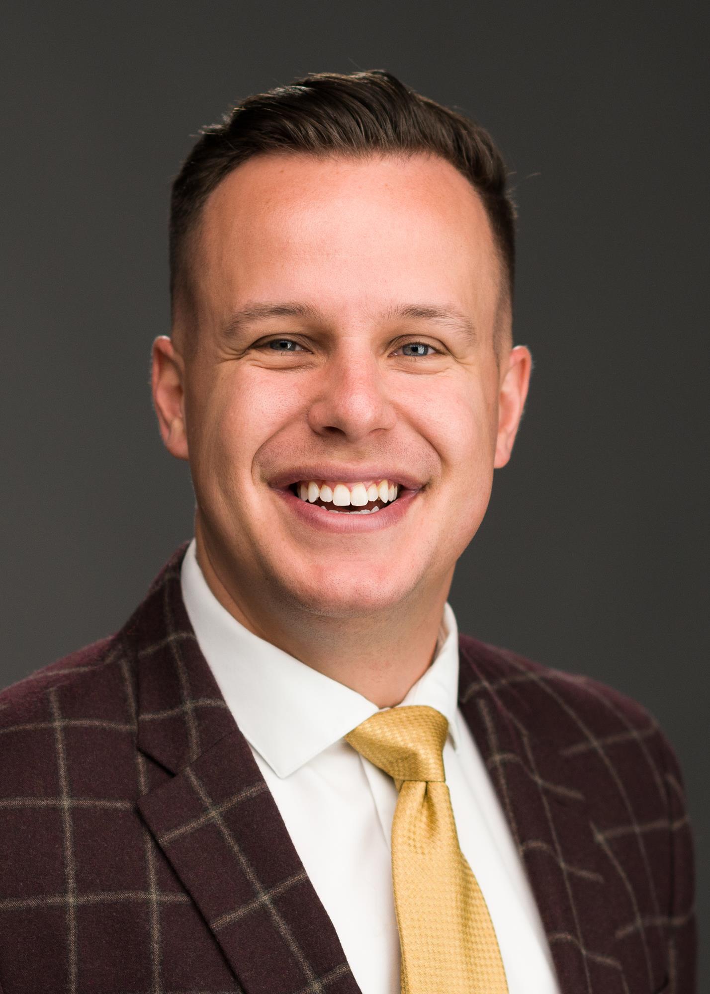 Portrait of 2019-20 Men's Basketball assistant coach, Evan Lavery, on October 4, 2019.