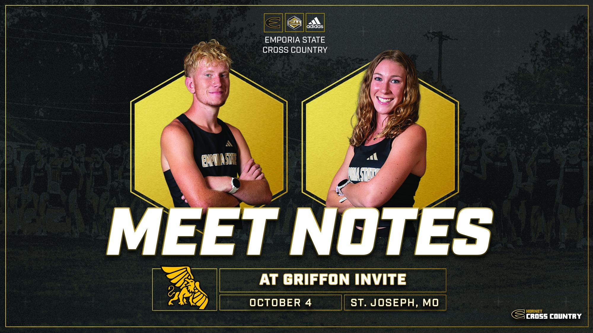 2025 Emporia State Cross Country Meet Notes Graphic at Griffon Invite