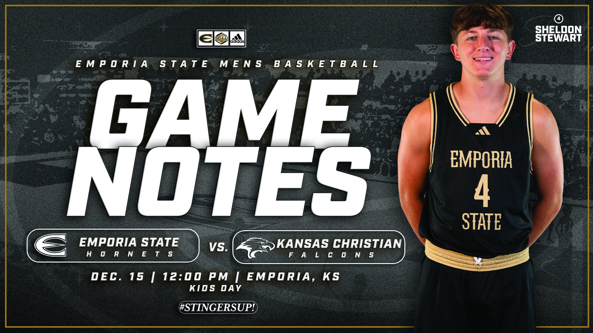 2025-26 Emporia State Men's Basketball Game Notes Graphic vs KCC