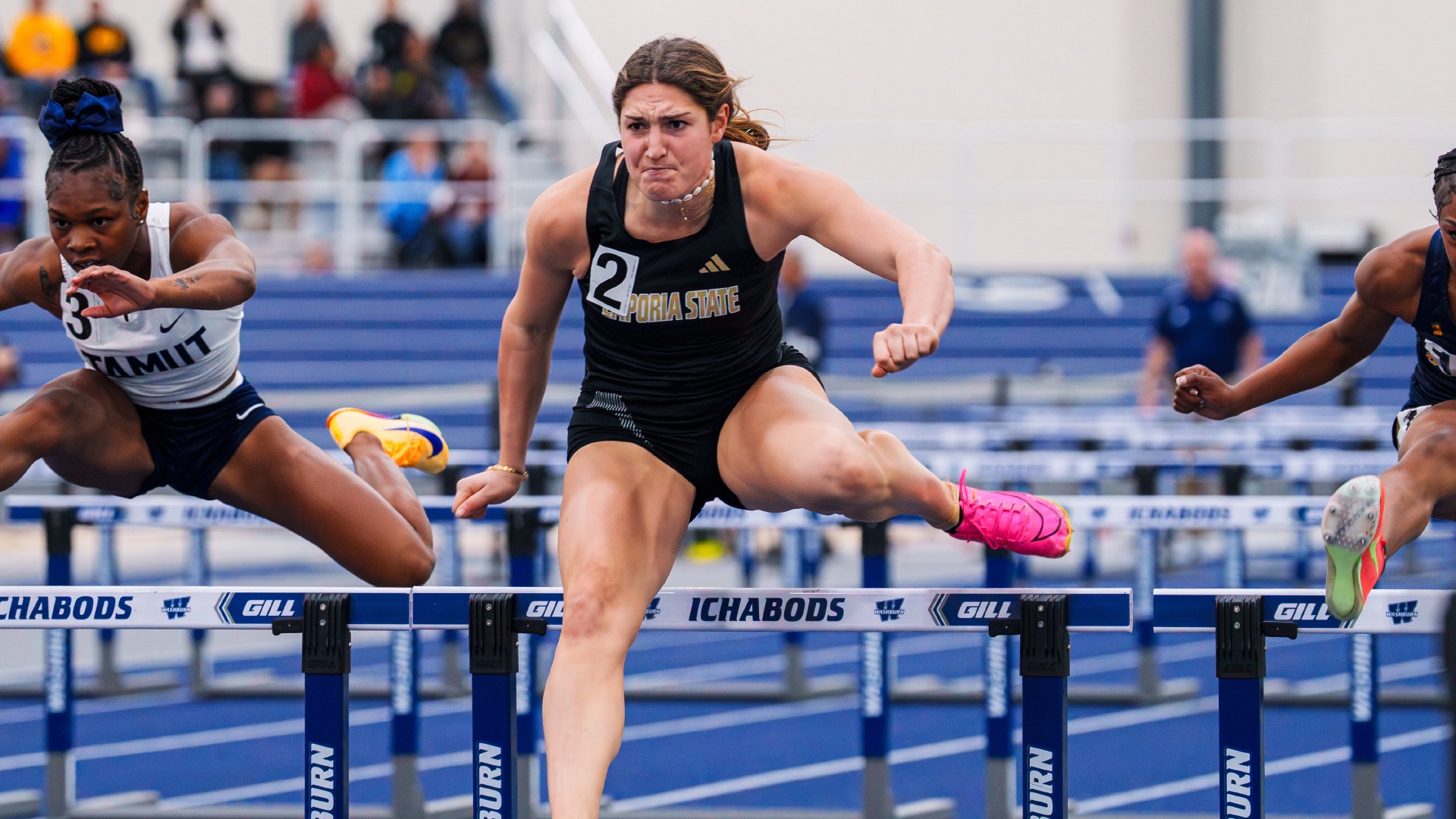 2026 Emporia State Women's Indoor Track & Field Lou Dumas hurdles at WU
