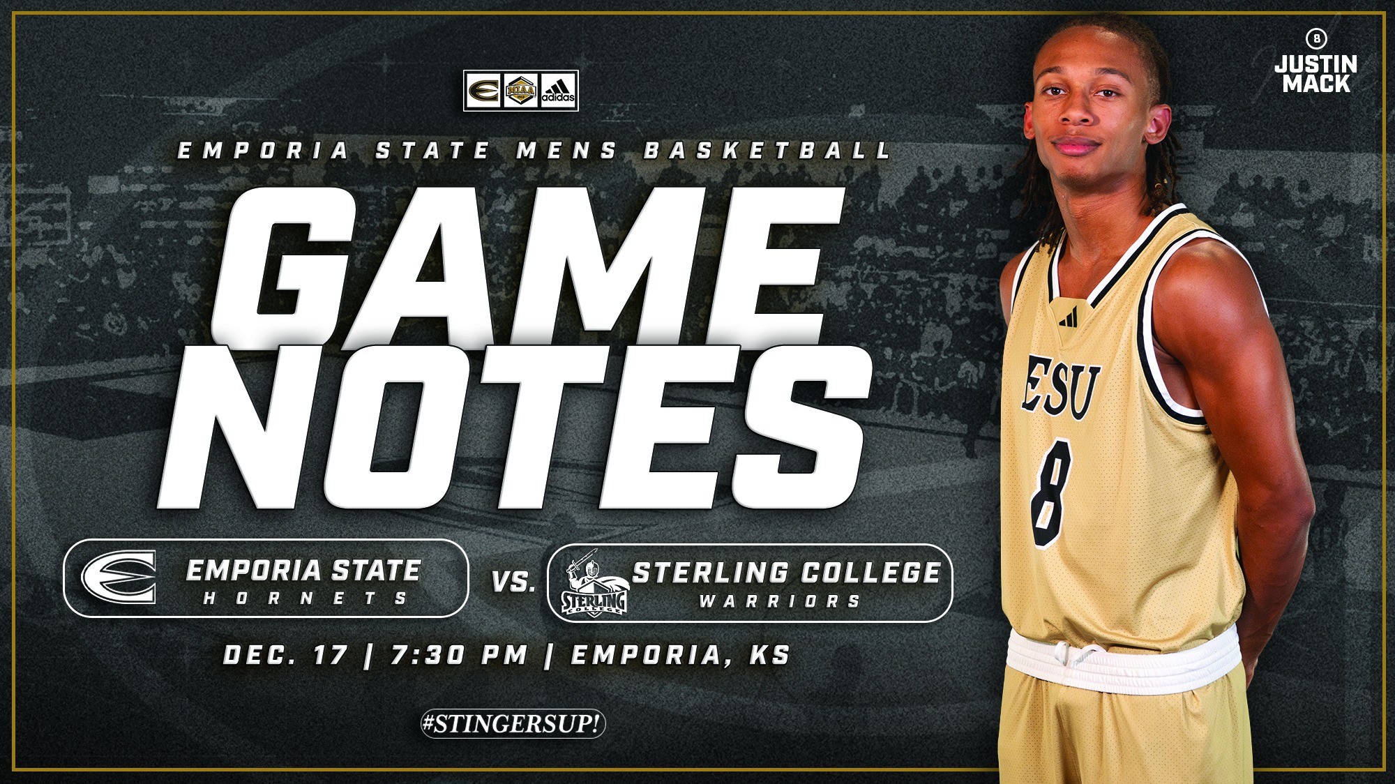 2025-26 Emporia State Men's Basketball Game Notes Graphic vs Sterling