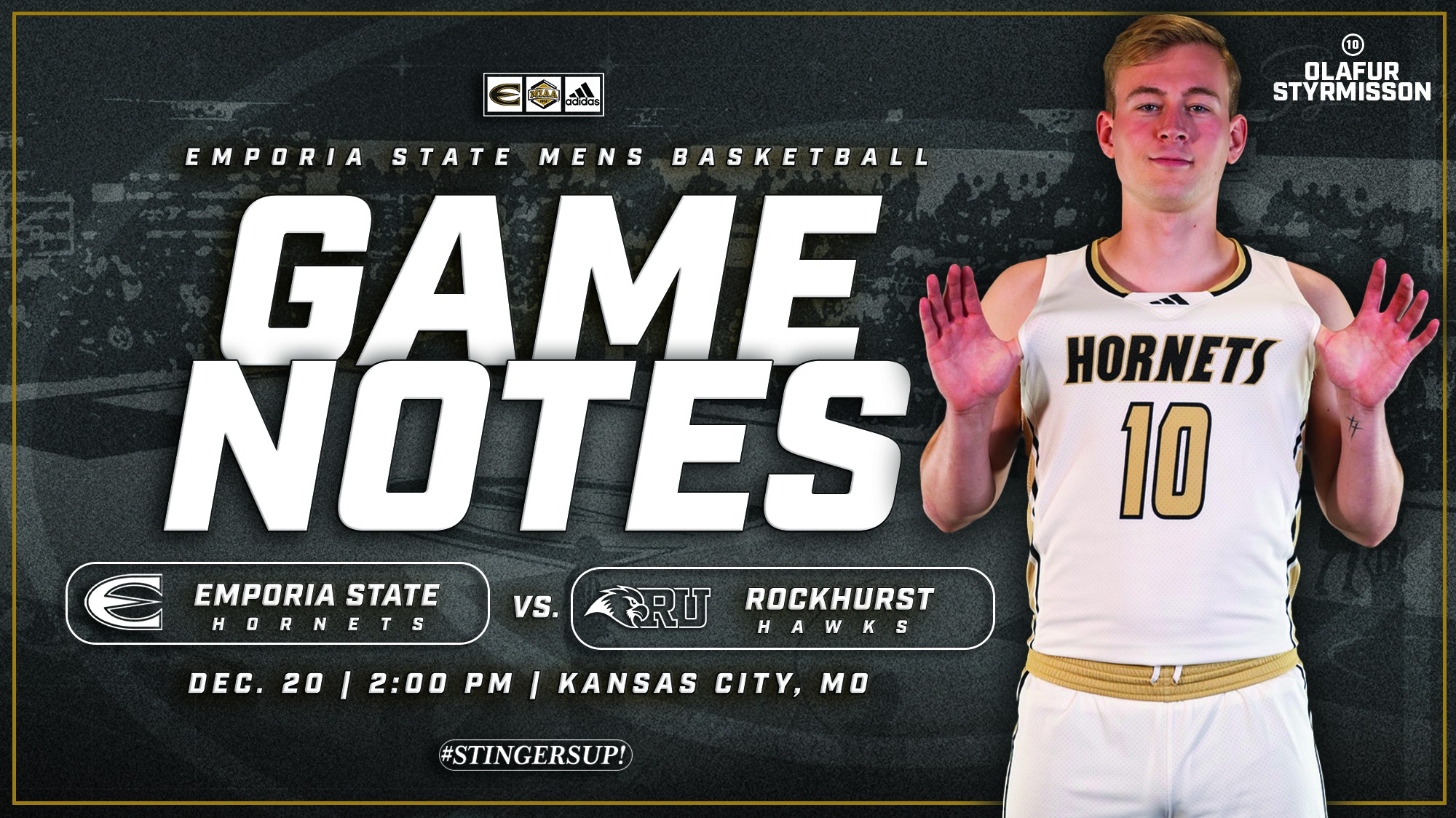 2025-26 Emporia State Men's Basketball Game Notes Graphic at Rockhurst