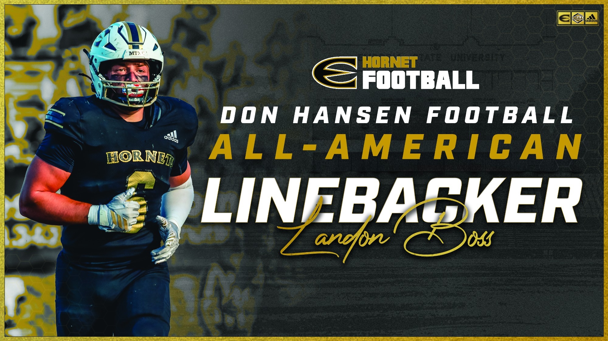 2025 Emporia State Linebacker Landon Boss Don Hansen All-American Graphic