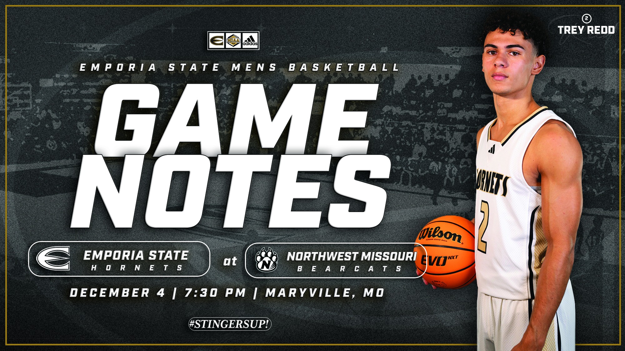 2025-26 Emporia State Men's Basketball Game Notes Graphic at NWMSU