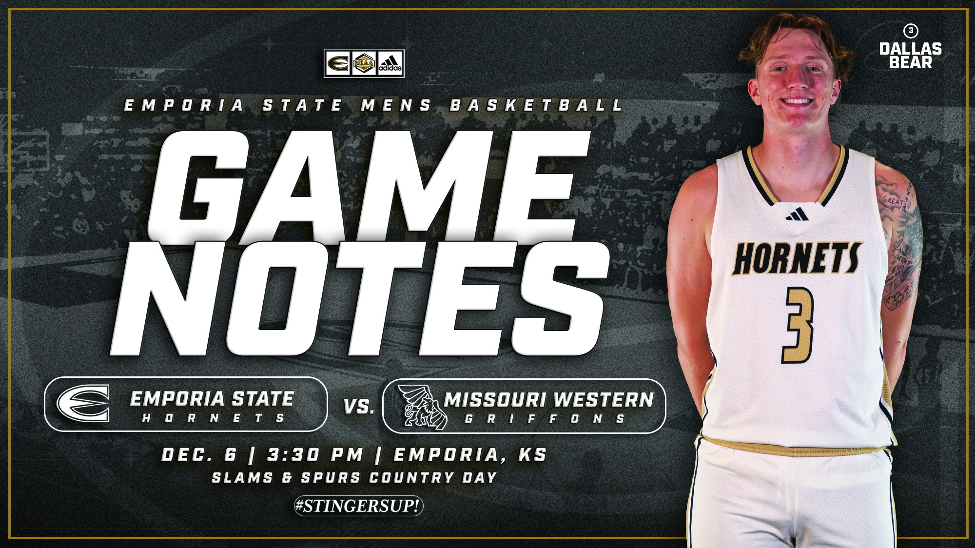 2025-26 Emporia State Men's Basketball Game Notes Graphic vs MWSU