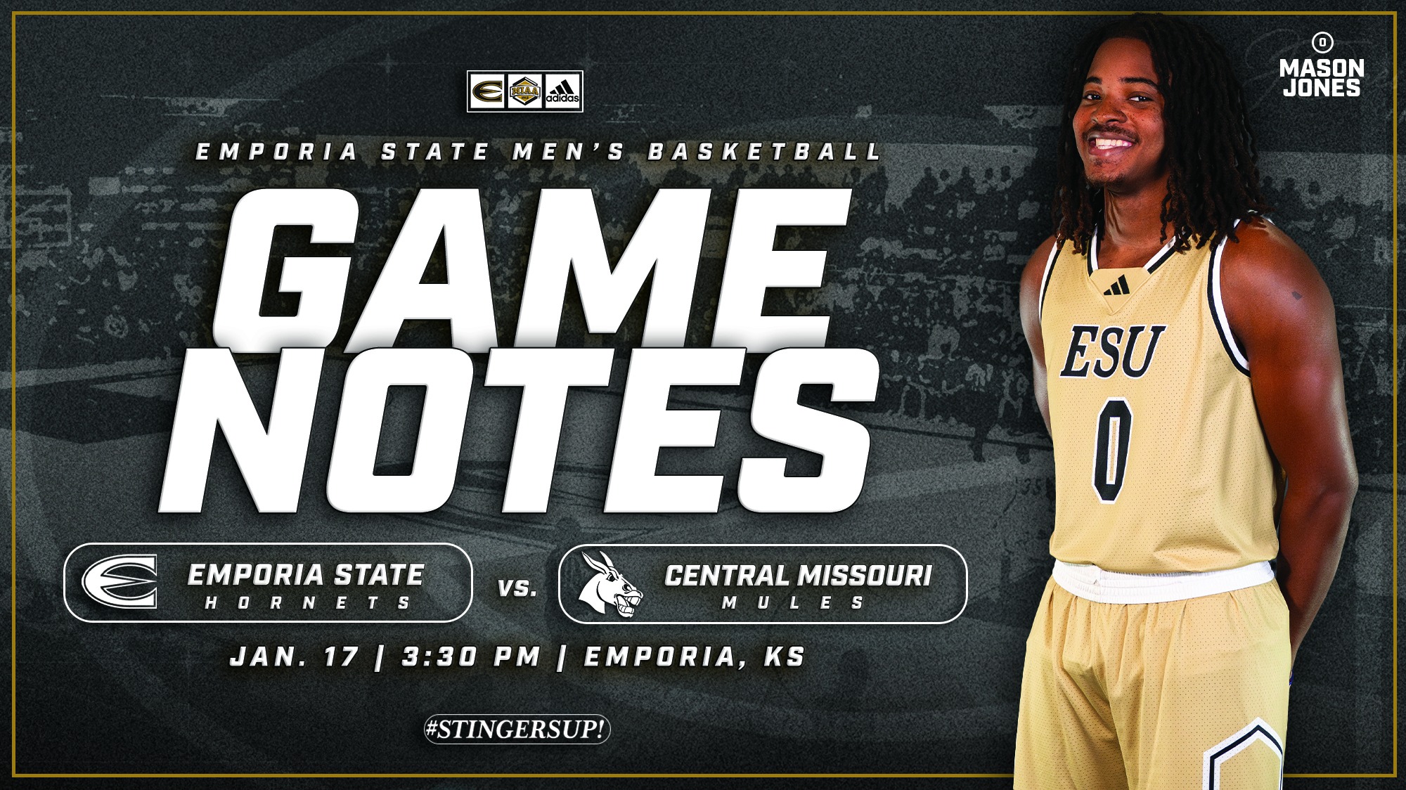 2025-26 Emporia State Men's Basketball Game Notes Graphic vs UCM