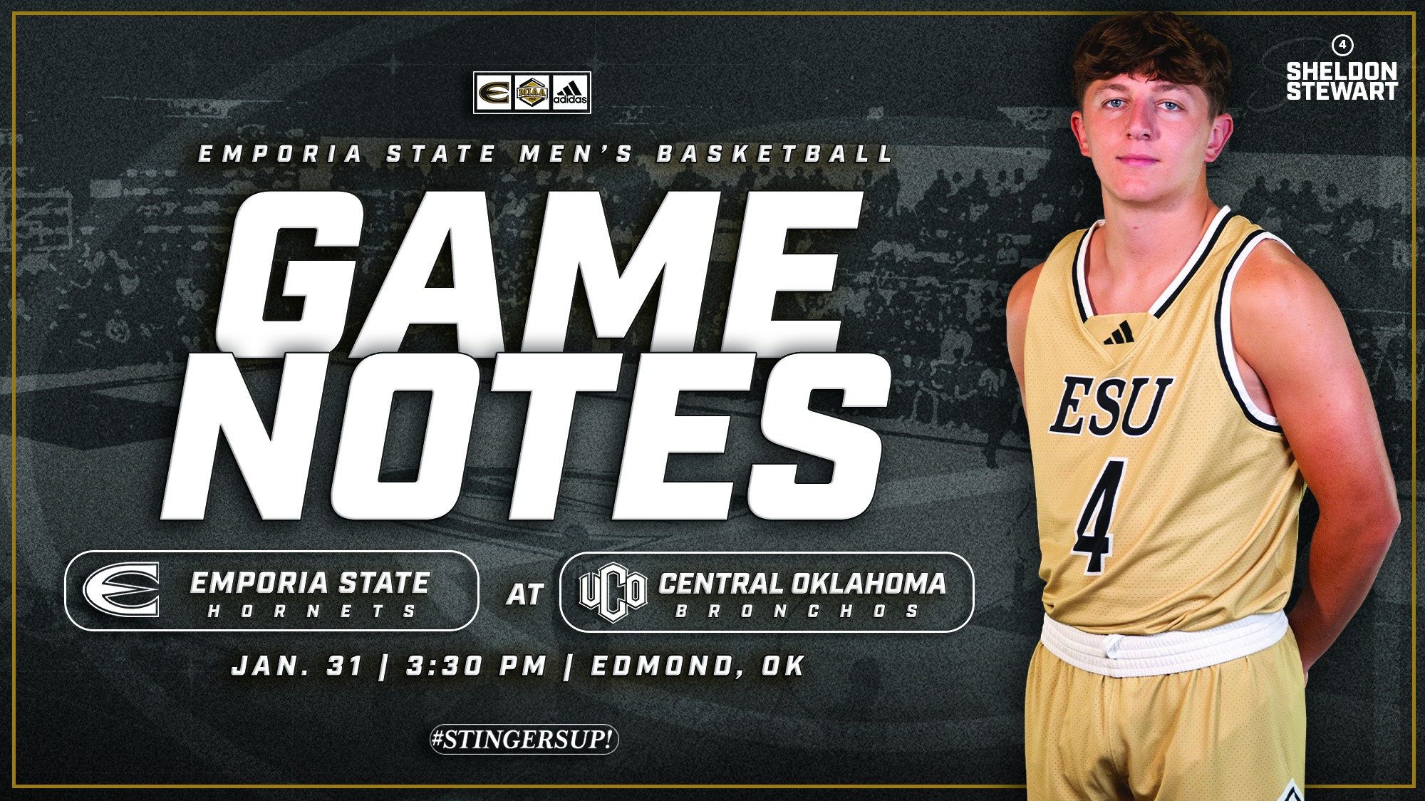 2025-26 Emporia State Men's Basketball Game Notes Graphic at UCO
