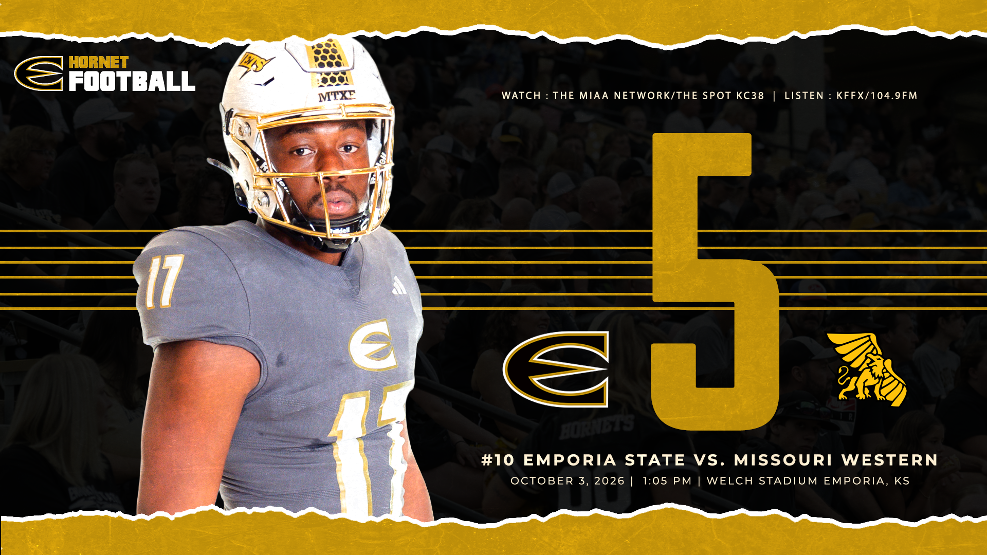 Emporia State Football Game Notes Graphic vs Missouri Western October 3, 2026