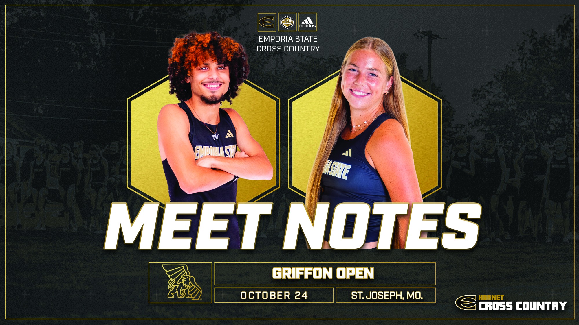 2026 Emporia State Cross Country Notes Graphic at Griffon Open with Edwards and Skalsky