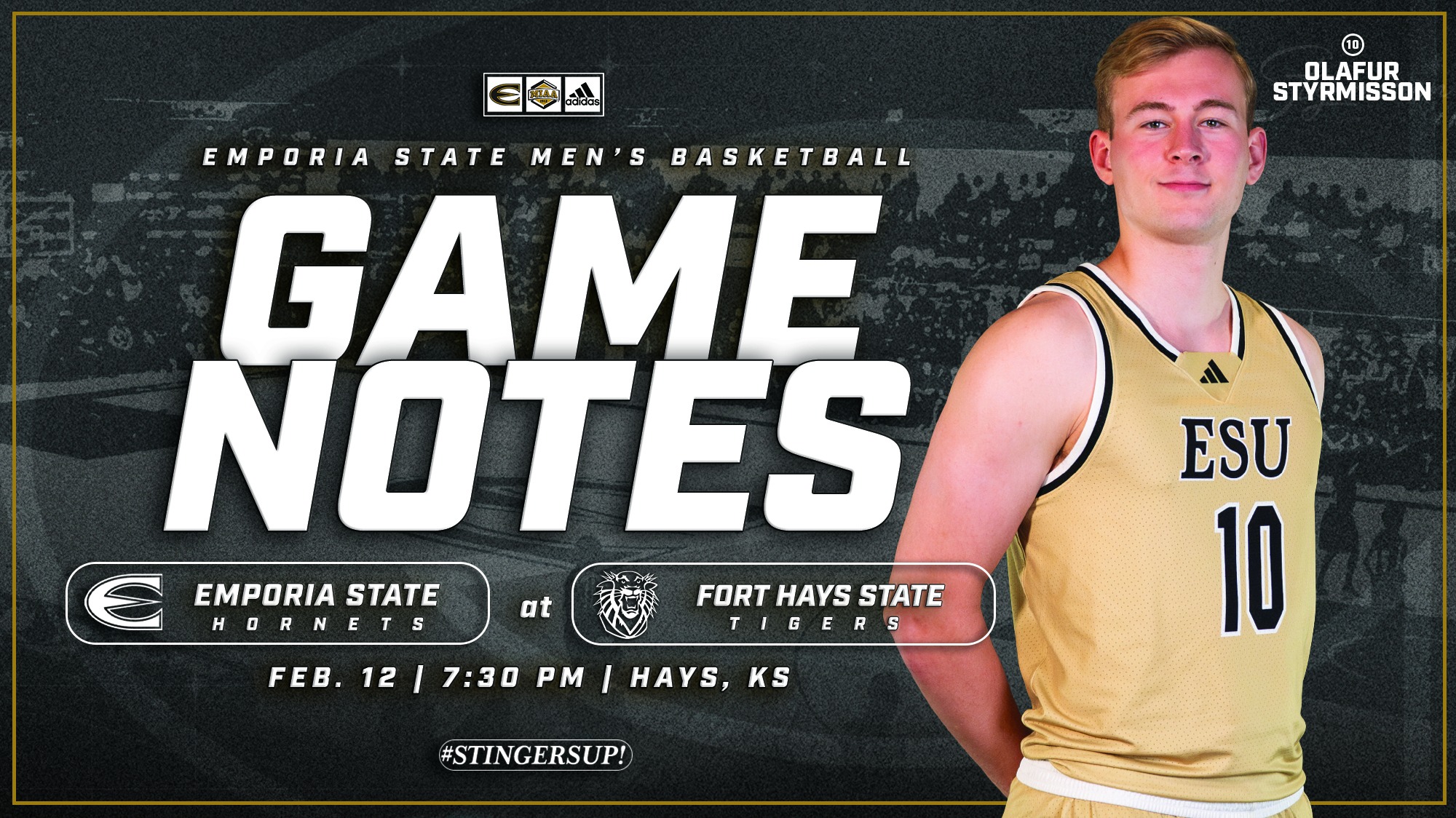 2025-26 Emporia State Men's Basketball Game Notes Graphic at FHSU