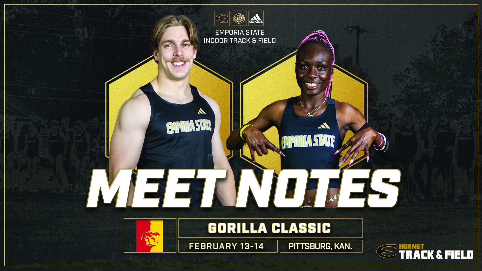 2025-26 Emporia State Indoor Track & Field Notes Graphic at Gorilla Classic