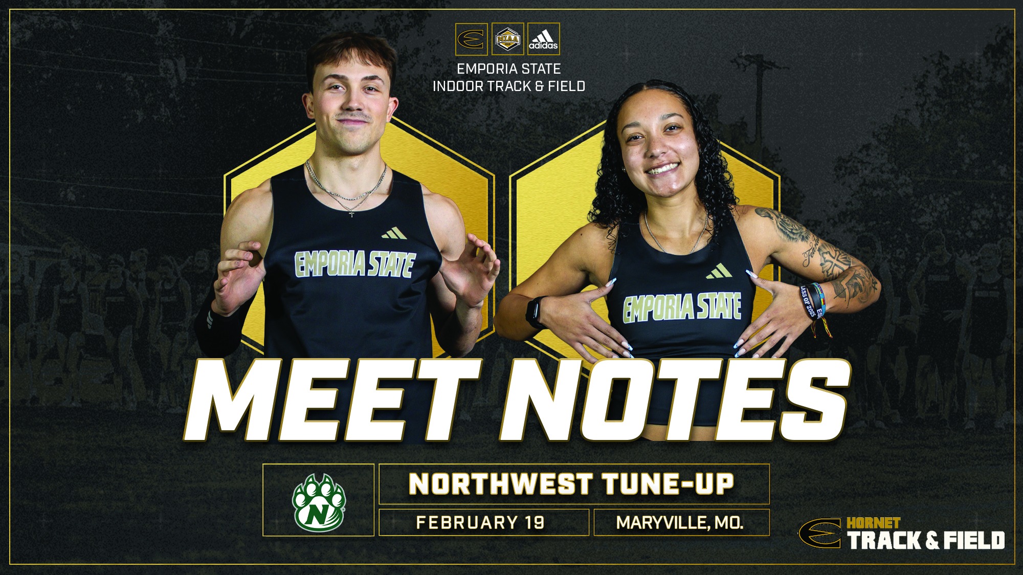 2025-26 Emporia State Indoor Track & Field Notes Graphic at Northwest Tune Up