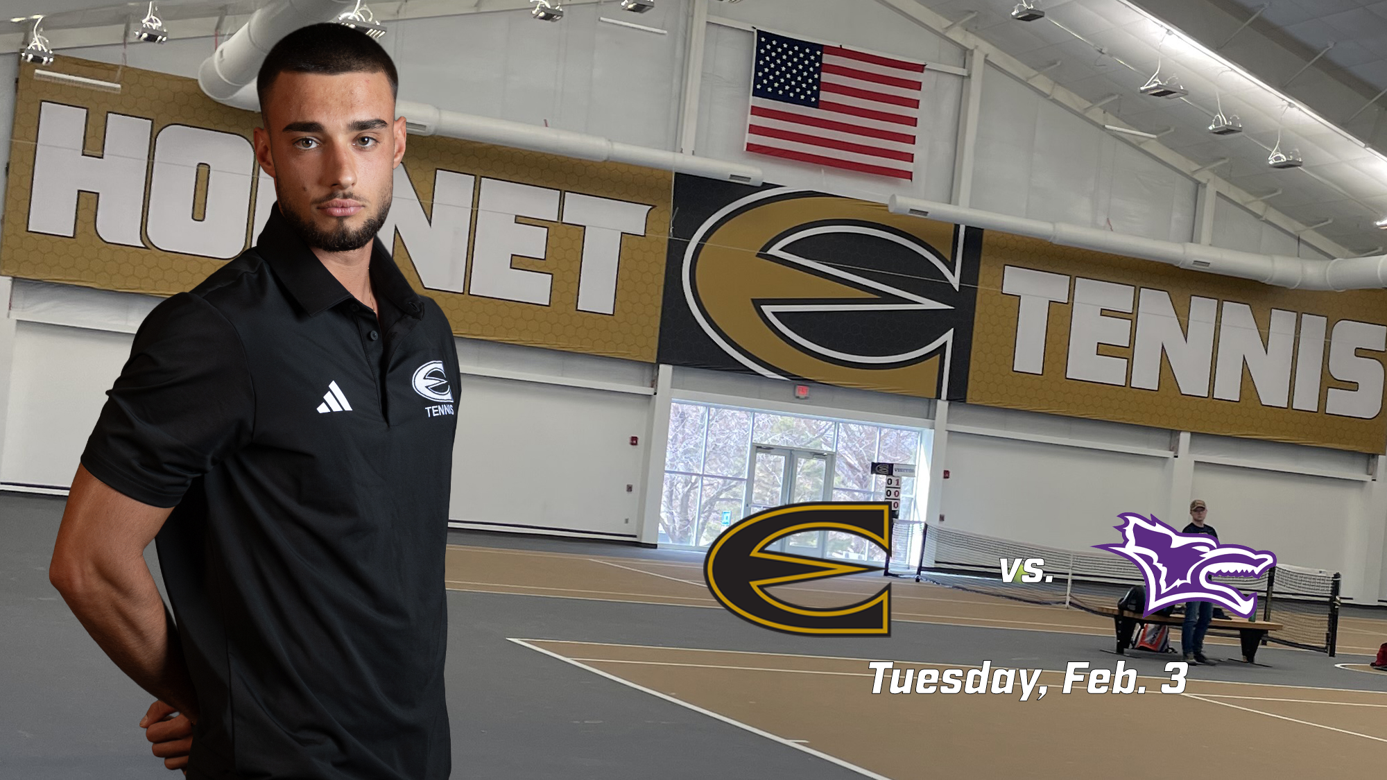 2026 Emporia State Men's Tennis Dual Notes Graphic vs KWU