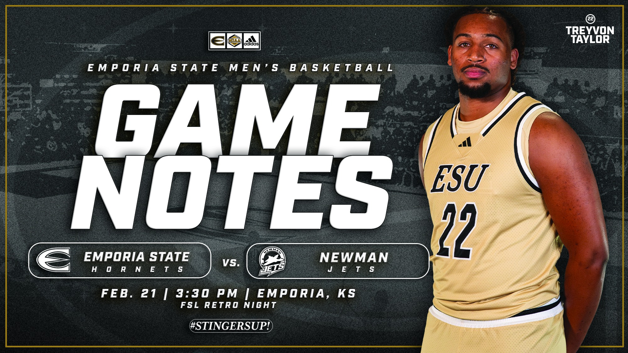 2025-26 Emporia State Men's Basketball Game Notes Graphic vs Newman