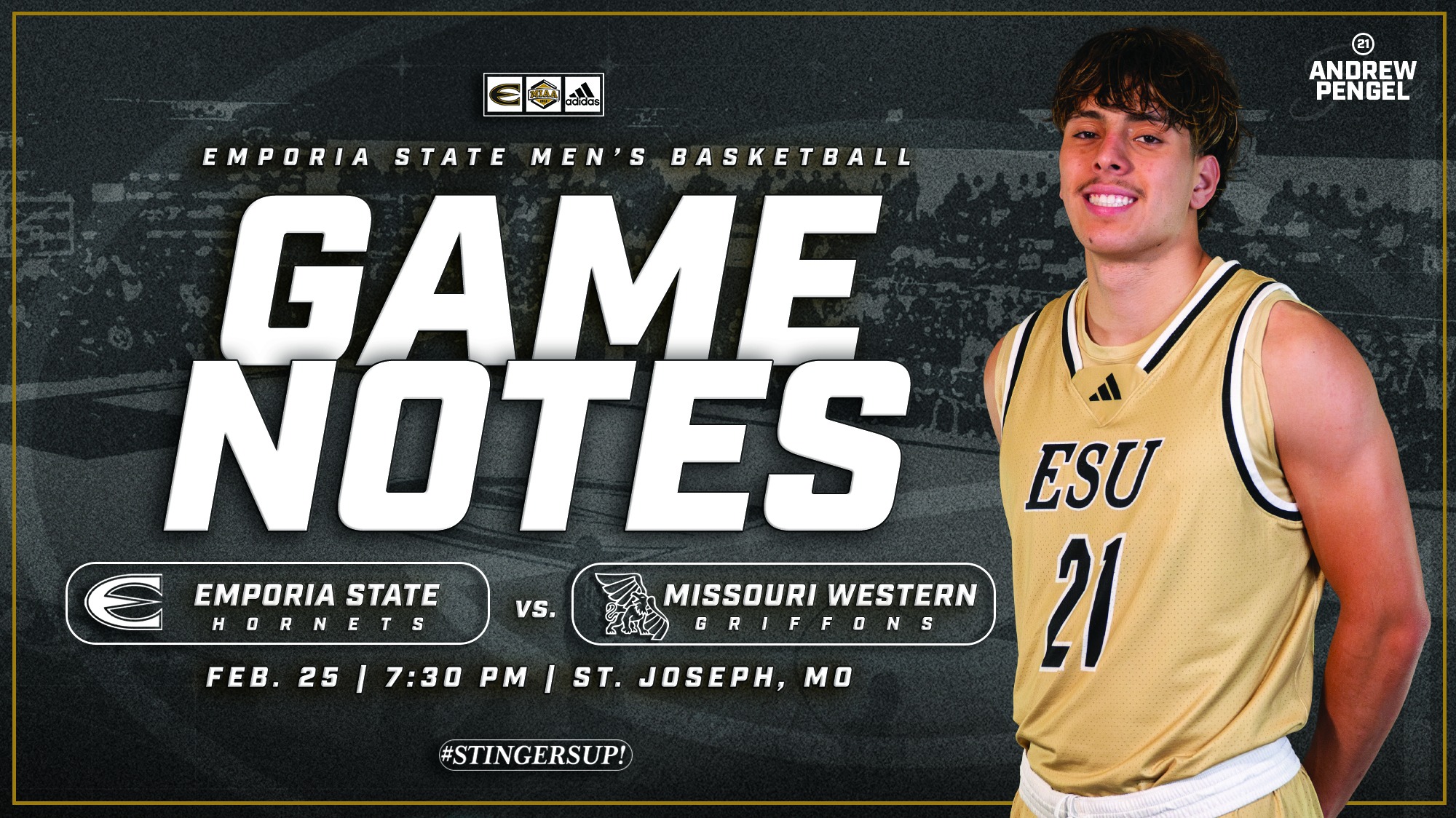 2025-26 Emporia State Men's Basketball Game Notes Graphic at MWSU