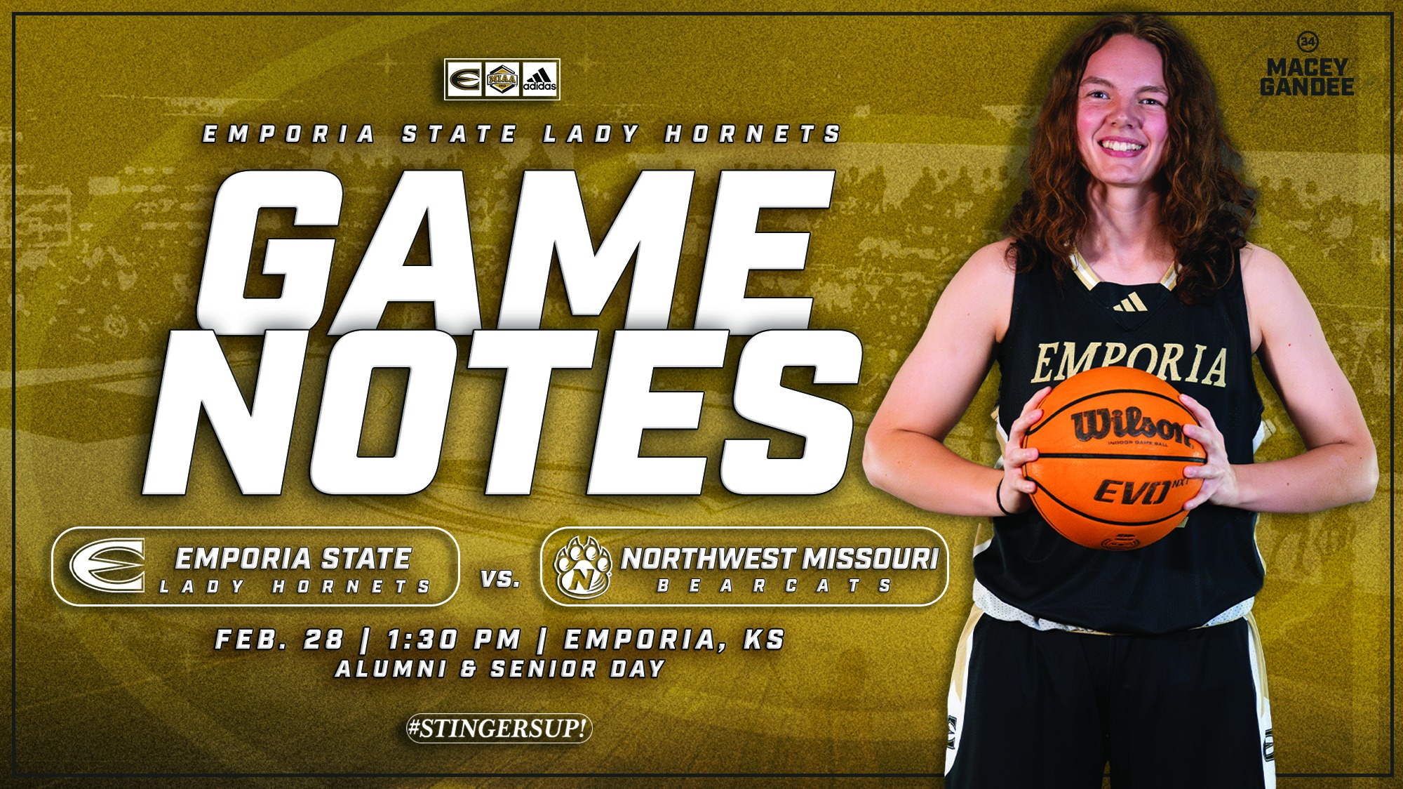 2025-26 Emporia State Lady Hornet Basketball Game Notes Graphic vs NWMSU2