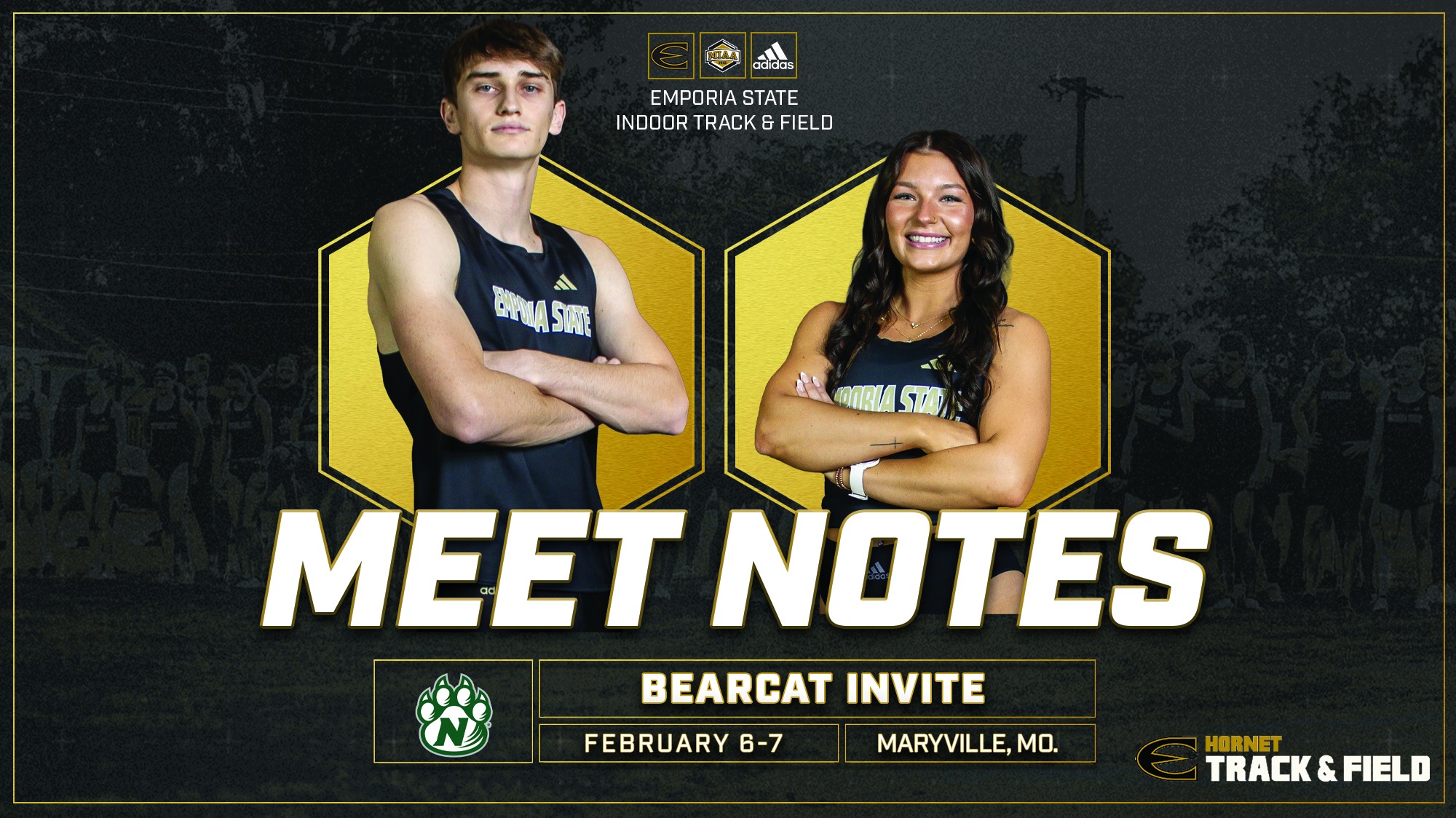 2025-26 Emporia State Indoor Track & Field Notes Graphic at Bearcat Invite