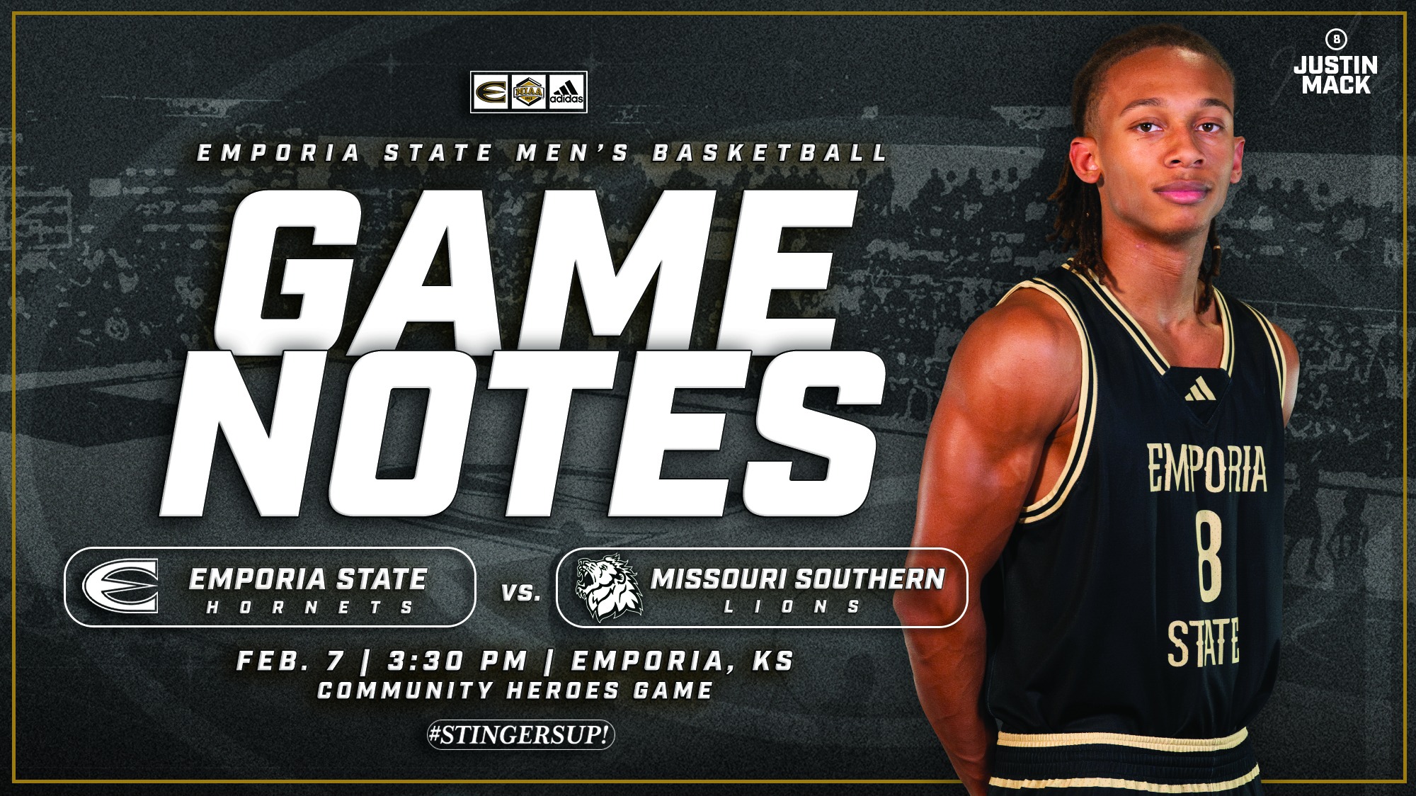 2025-26 Emporia State Men's Basketball Game Notes Graphic vs MSSU