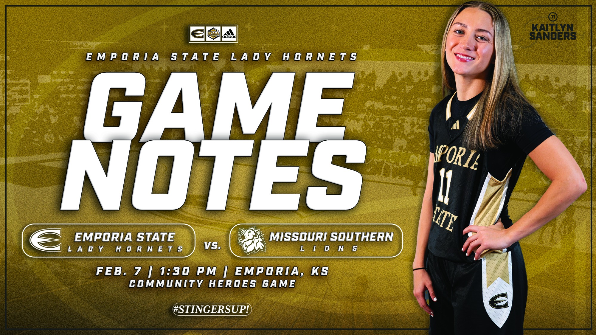 2025-26 Emporia State Lady Hornet Basketball Game Notes Graphic vs MSSU