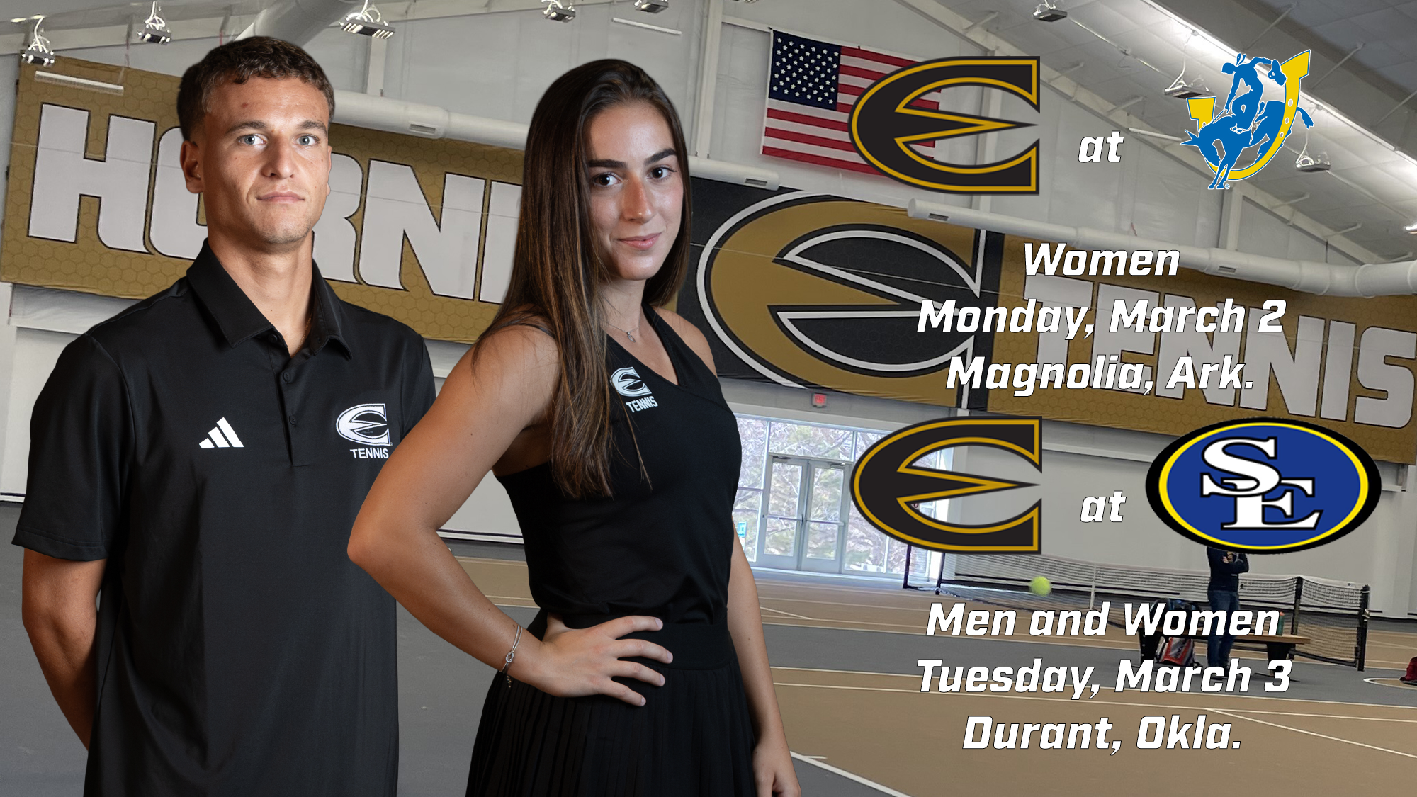 2026 Emporia State Tennis Notes Graphic at SAU and SEOSU