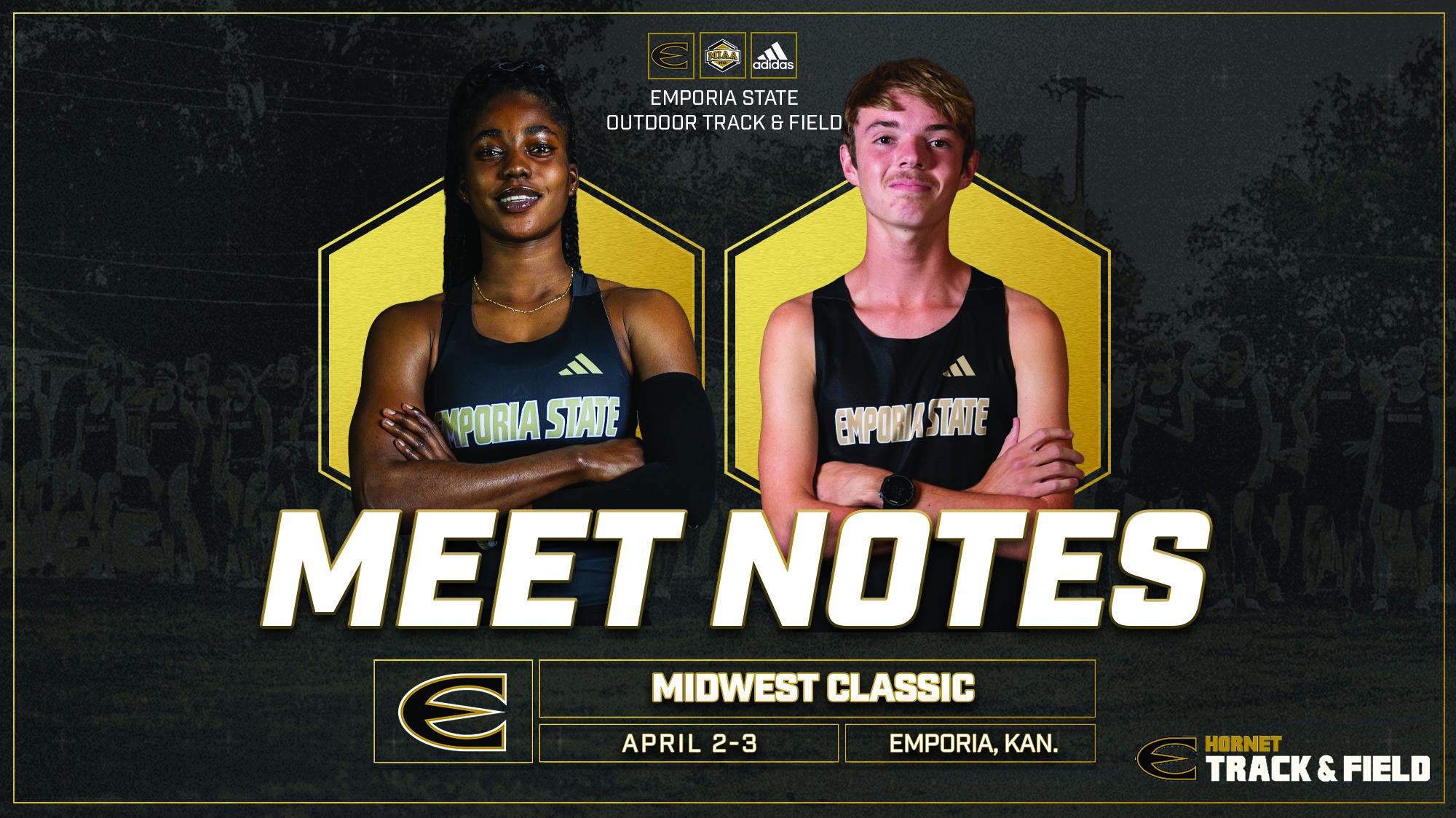 2026 Emporia State Outdoor Track & Field Notes Graphic for Midwest Classic