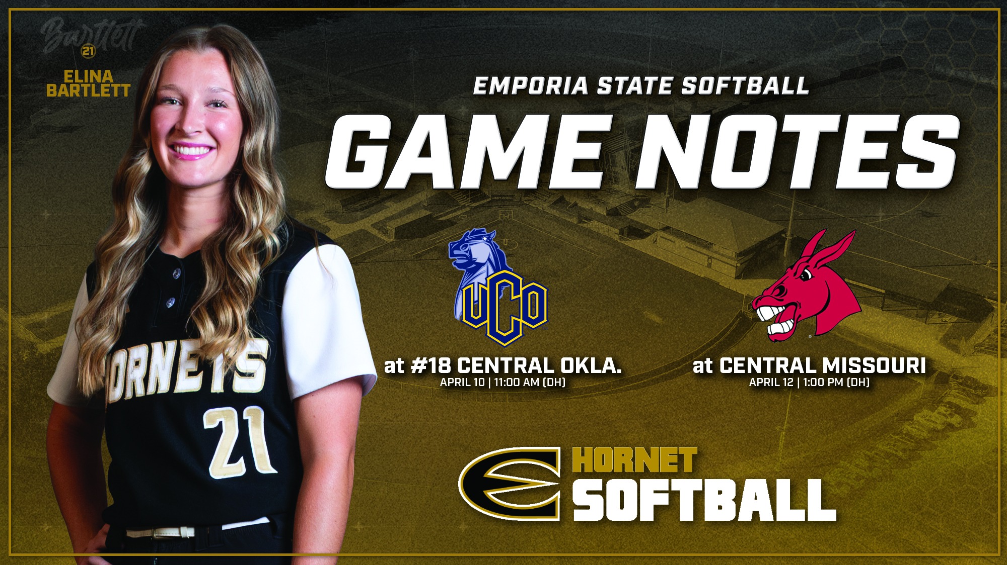2026 Emporia State Softball Game Notes Graphic at UCO + UCM